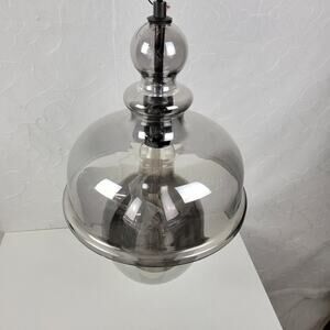 GE Industrial Smokey Pendant Glass Hanging Light Fixture Specialty Light Bulb